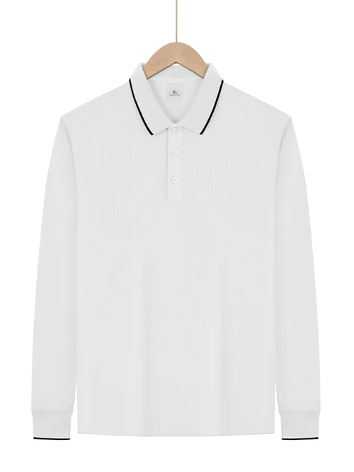 Casual Men's Long Sleeve Polo Shirt - Lightweight Solid Color NDF-00026