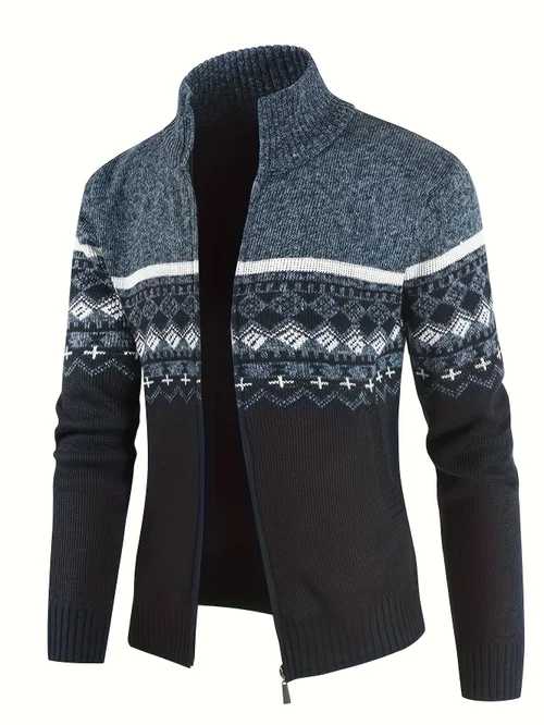 Cardigan da uomo a collo alto slim fit in maglia spessa NDF-00002