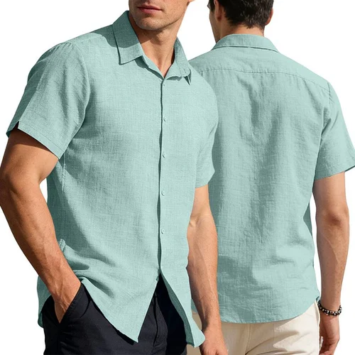 Camicia hawaiana da uomo a maniche corte con bottoni - Casual Business NDF-00061