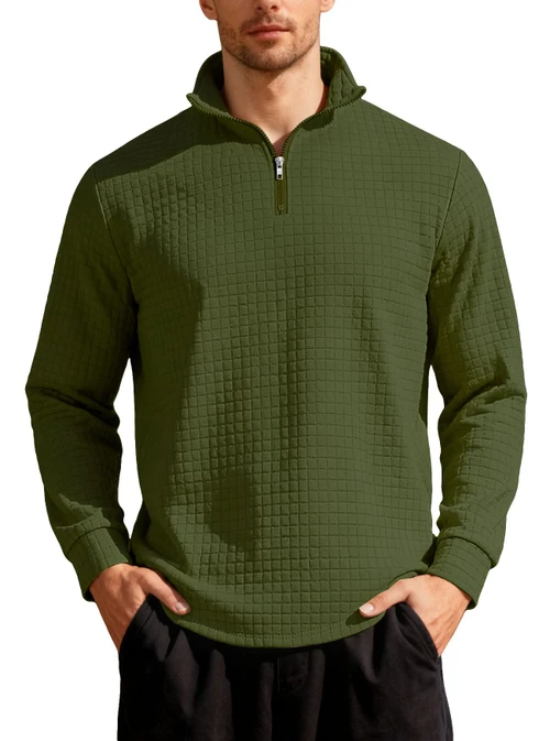 Men's Fall/Winter American Casual Jacquard Half Zip Sweatshirt NDF-00030