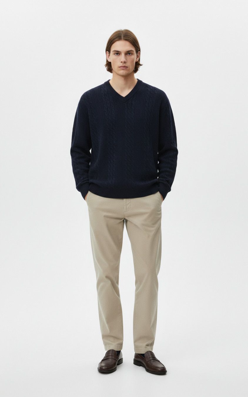 Jacquard Knit Sweatshirt Men's Long Sleeve Pullover Top NDF-00031