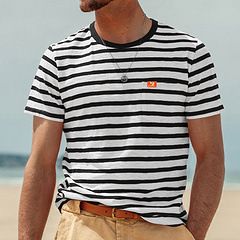 Men's Striped Crew Neck T-Shirt - Summer Casual Business NDF-00022