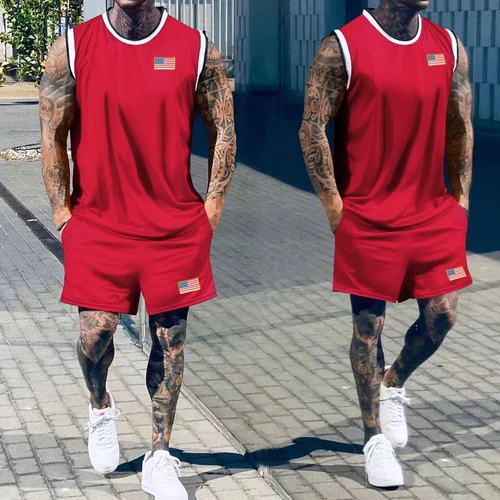 Completo estivo da uomo con pantaloncini senza maniche - Traspirante e vestibilità ampia NDF-00065