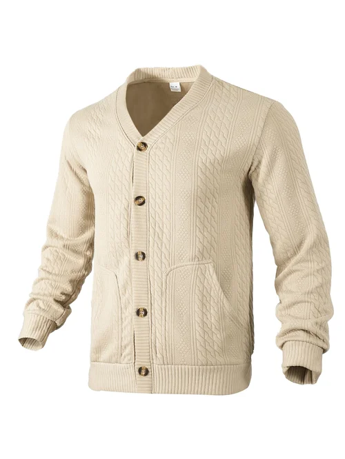 Cardigan jacquard lavorato a maglia, vestibilità slim, con bottoni, modello NDF-00020
