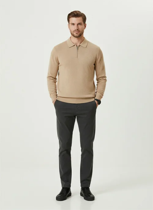 Men's Vintage Heavyweight Quarter Zip Pullover Sweatshirt Long Sleeve NDF-00035