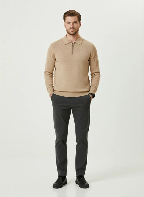 Men's Vintage Heavyweight Quarter Zip Pullover Sweatshirt Long Sleeve NDF-00035