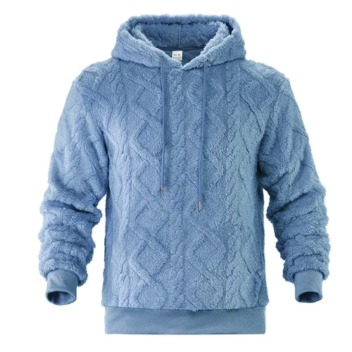 Felpa con cappuccio in pile pesante da uomo, modello oversize NDF-00036
