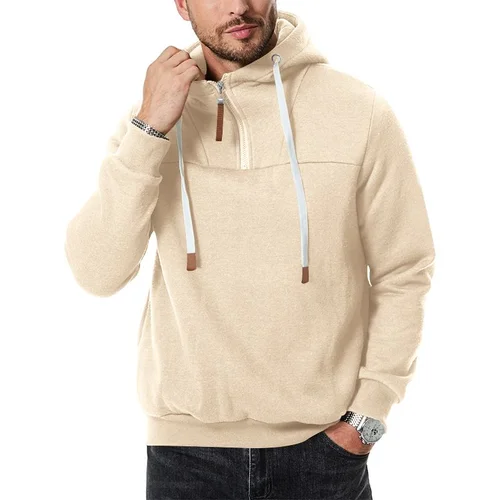 Felpa con cappuccio in pile da uomo, casual, con cerniera, NDF-00037