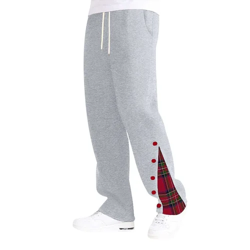 Pantaloni da ginnastica da uomo in pile pesante con inserti patchwork, casual e sportivi NDF-00029