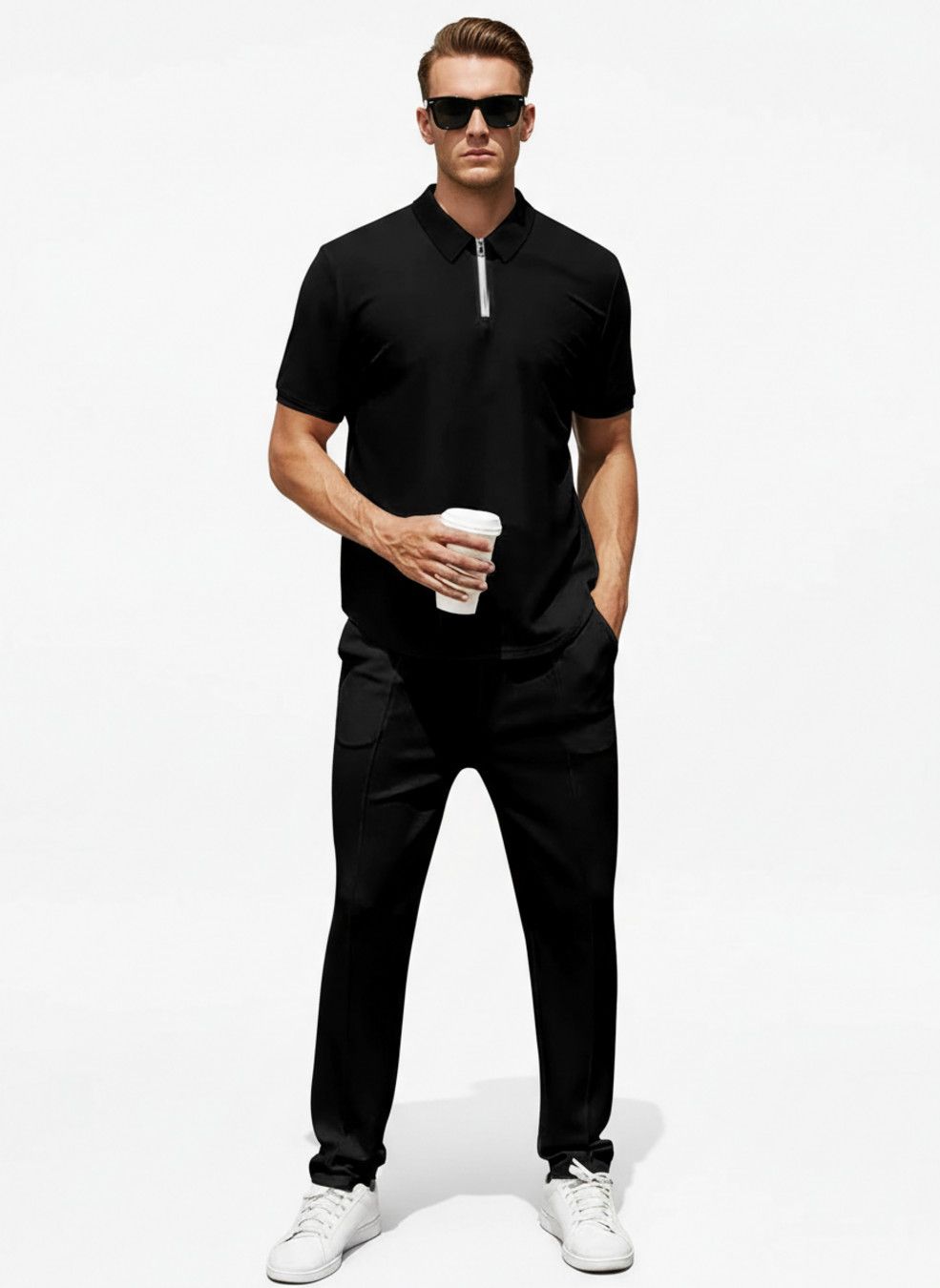 Polyester Men's Tracksuit Summer Zipper Lightweight Athletic Set NDF-00070