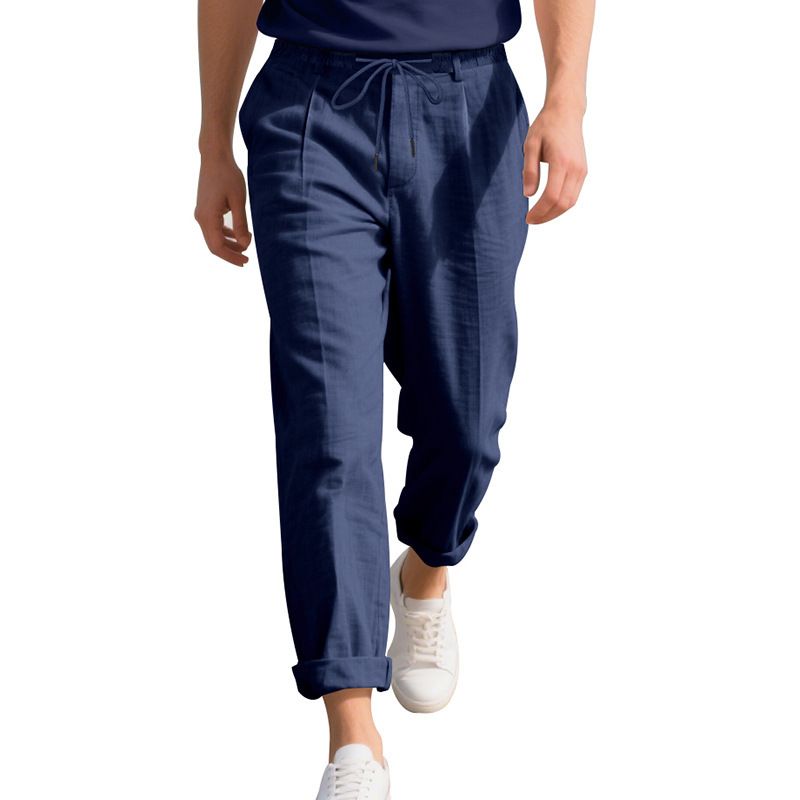 Linen Men's Relaxed Fit Straight Leg Pants Breathable NDF-00034