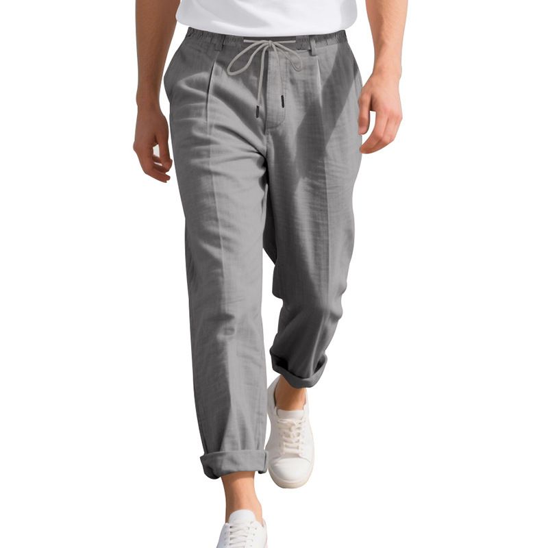Linen Men's Relaxed Fit Straight Leg Pants Breathable NDF-00034