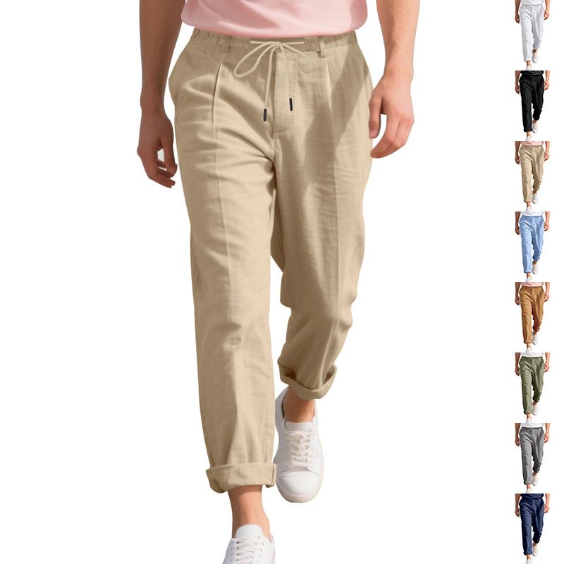Linen Men's Relaxed Fit Straight Leg Pants Breathable NDF-00034