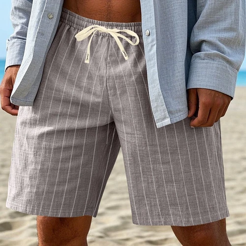 Linen Casual Shorts Men's Drawstring Summer Beach Lightweight NDF-00009