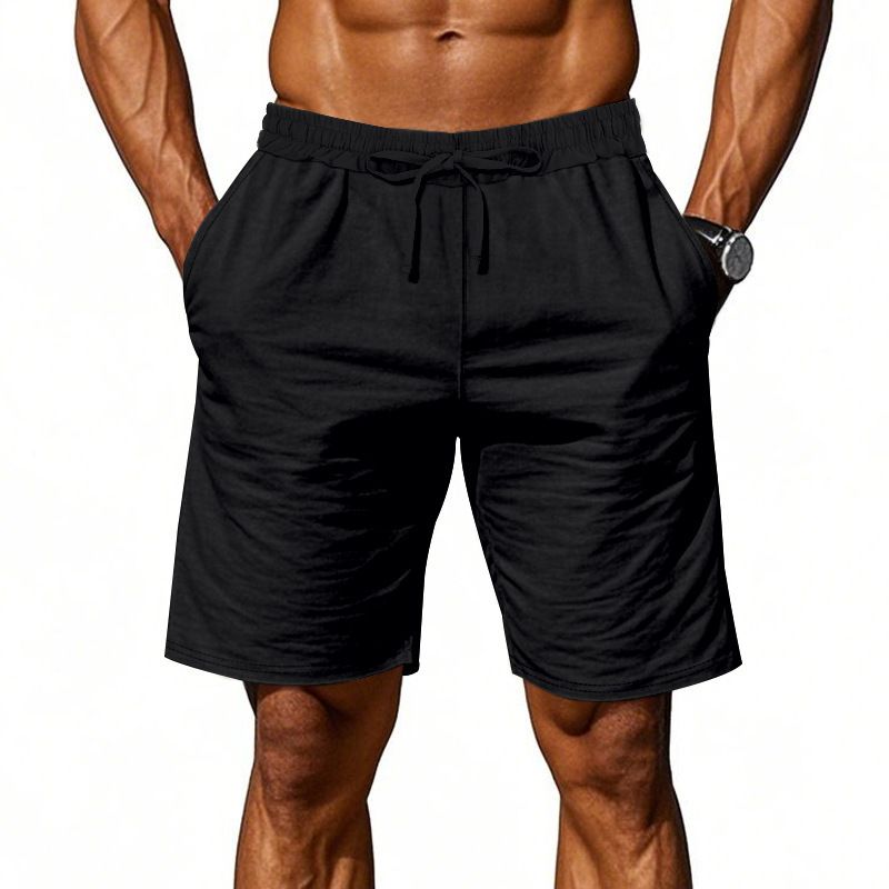 Pantalones cortos de lino de verano para hombre, ligeros, informales, de playa, holgados, NDF-00011