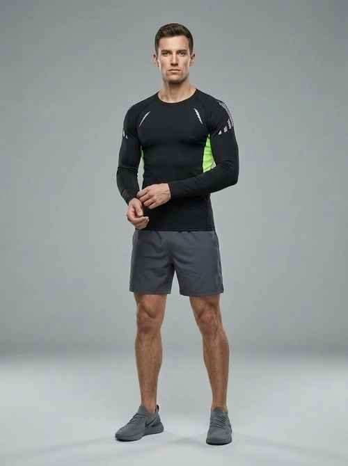 QuickdryTraining Long Sleeves T-Shirt for Men: High Elasticity Performance & Wicking Function