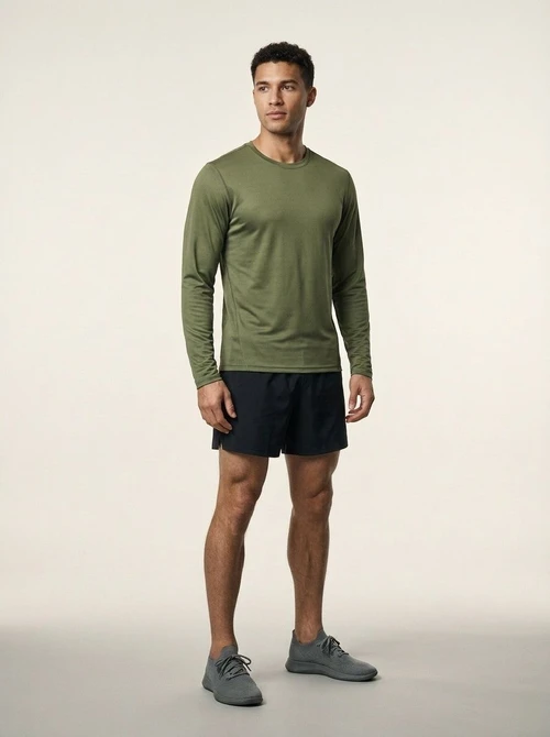 Men's Crew Neck Quick-Dry Moisure Wicking Training Long Sleeve T-Shirt with High Elasticity