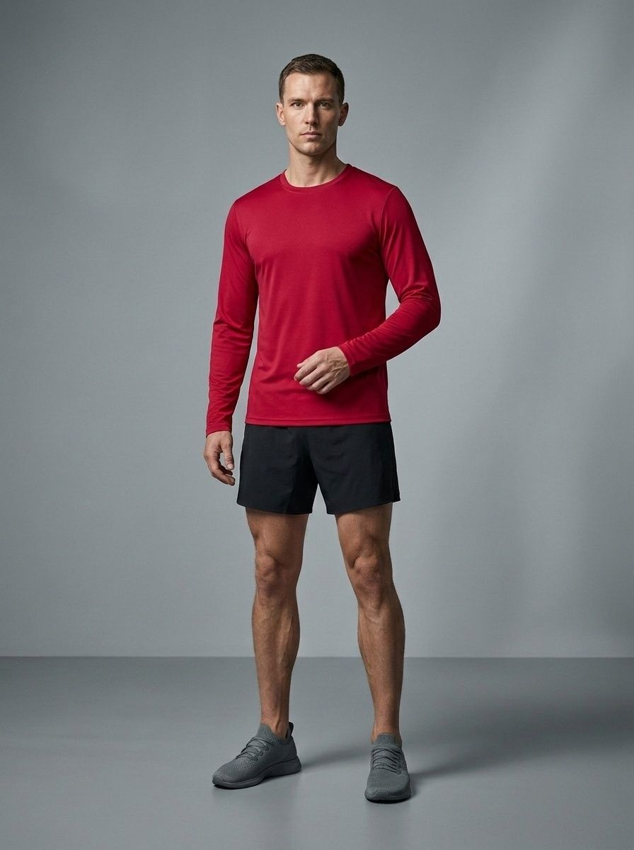Men's Crew Neck Quick-Dry Moisure Wicking Training Long Sleeve T-Shirt with High Elasticity