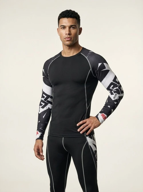 Quick-Drying Breathable Long-Sleeve Sportswear Set for Men for Outdoor Fitness