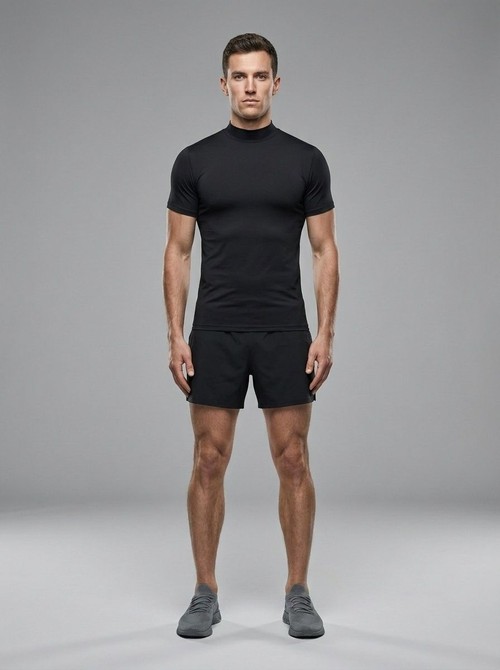 Mock Neck Quick-Dry Summer Sportswear T-Shirt for Men: Breathable Casual Outdoor Performance