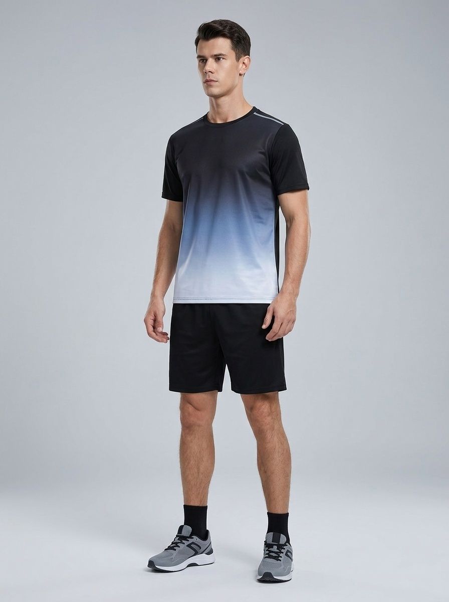 Loose Fit Quick-Drying Summer Sportswear Short Sleeve Tee & Shorts Set for Men