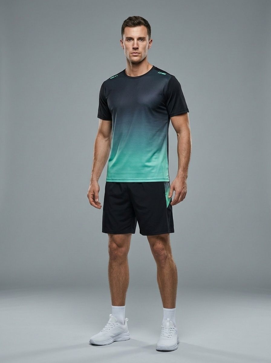 Loose Fit Quick-Drying Summer Sportswear Short Sleeve Tee & Shorts Set for Men