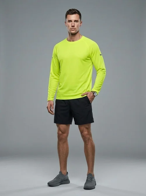 Maglietta invernale casual da uomo a maniche lunghe con protezione solare ad asciugatura rapida, ideale per sport e allenamento.