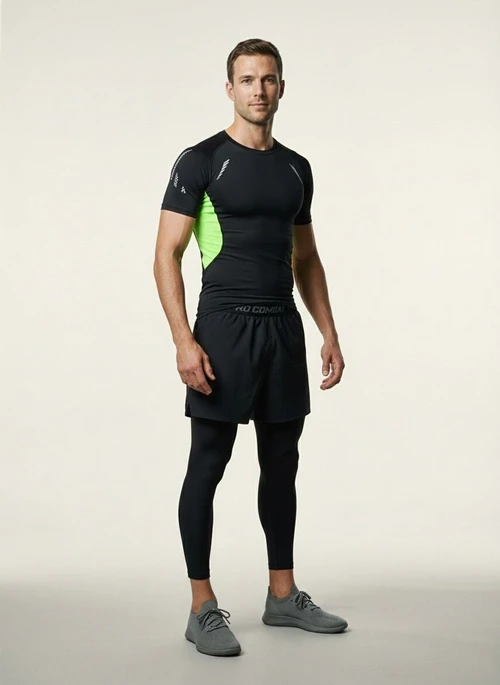 Quick-Drying 4-Piece Training Set for Men: High Elasticity Fitness and Basketball Sportswear