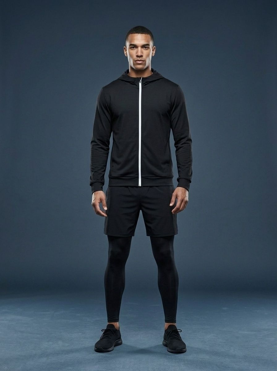 Hooded Slim Fit Compression Activewear for Men with Quick-Dry and High Elasticity