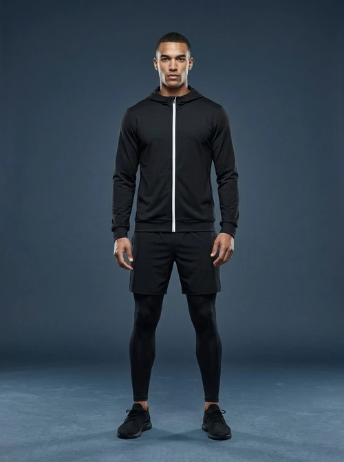 Hooded Slim Fit Compression Activewear for Men with Quick-Dry and High Elasticity