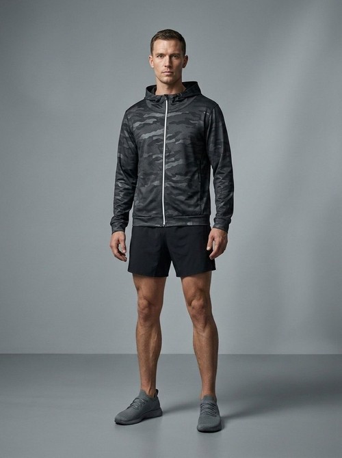 Hooded Slim Fit Compression Activewear for Men with Quick-Dry and High Elasticity