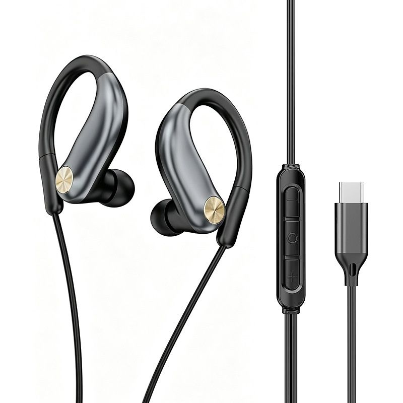 Open-Ear Wired Sport Headphones with Secure Ear Hooks, 10mm Drivers, 3.5mm / USB-C