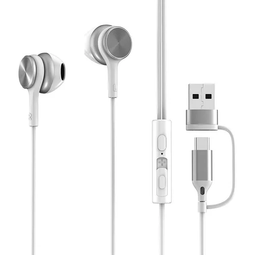 Wired Semi In-Ear Gaming Earbuds with Mic, 14.2mm Drivers, Dual USB-C & USB-A, 6.6ft Cable