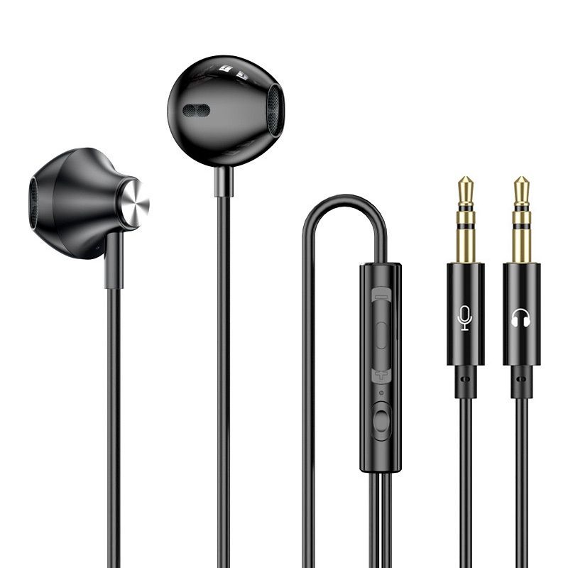 Wired In-Ear PC Gaming Earphones with HD Mic, Noise Reduction, Dual 3.5mm Audio Jacks
