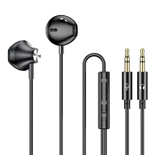 Wired In-Ear PC Gaming Earphones with HD Mic, Noise Reduction, Dual 3.5mm Audio Jacks