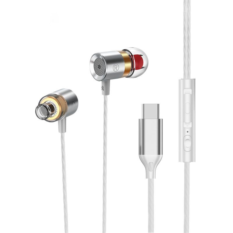 Wired In-Ear Headphones with HD Mic, 10mm Compound Diaphragm, Deep Bass, 3.5mm / USB-C DAC