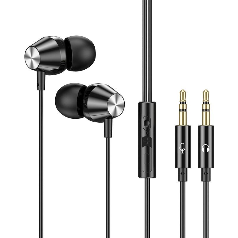 Wired In-Ear Gaming Headset with HD Mic, 9D Surround Sound, Dual 3.5mm Jacks for PC