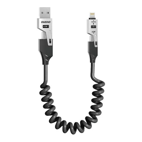 4-in-1 Retractable 65W Fast Charging Data Cable, USB-A/Type-C/Lightning Universal Compatibility, Tangle-Free