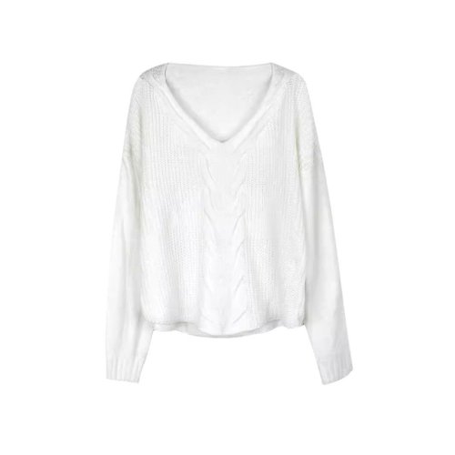 Suéter de punto trenzado para mujer, manga larga, otoño invierno, SSU-00008