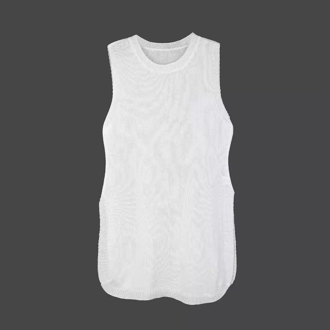 Abito da spiaggia senza maniche con spacco, prendisole estivo