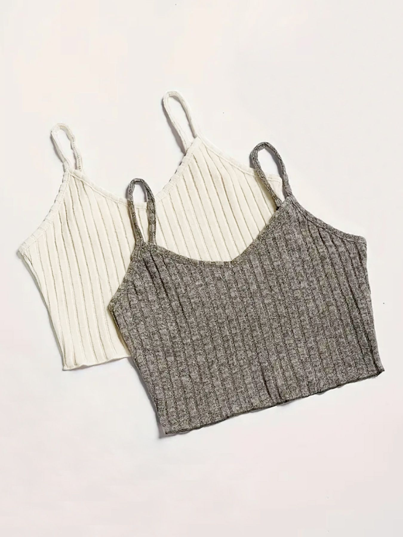 Sleeveless Ribbed Crop Tank Top Cami Set SSU-00031