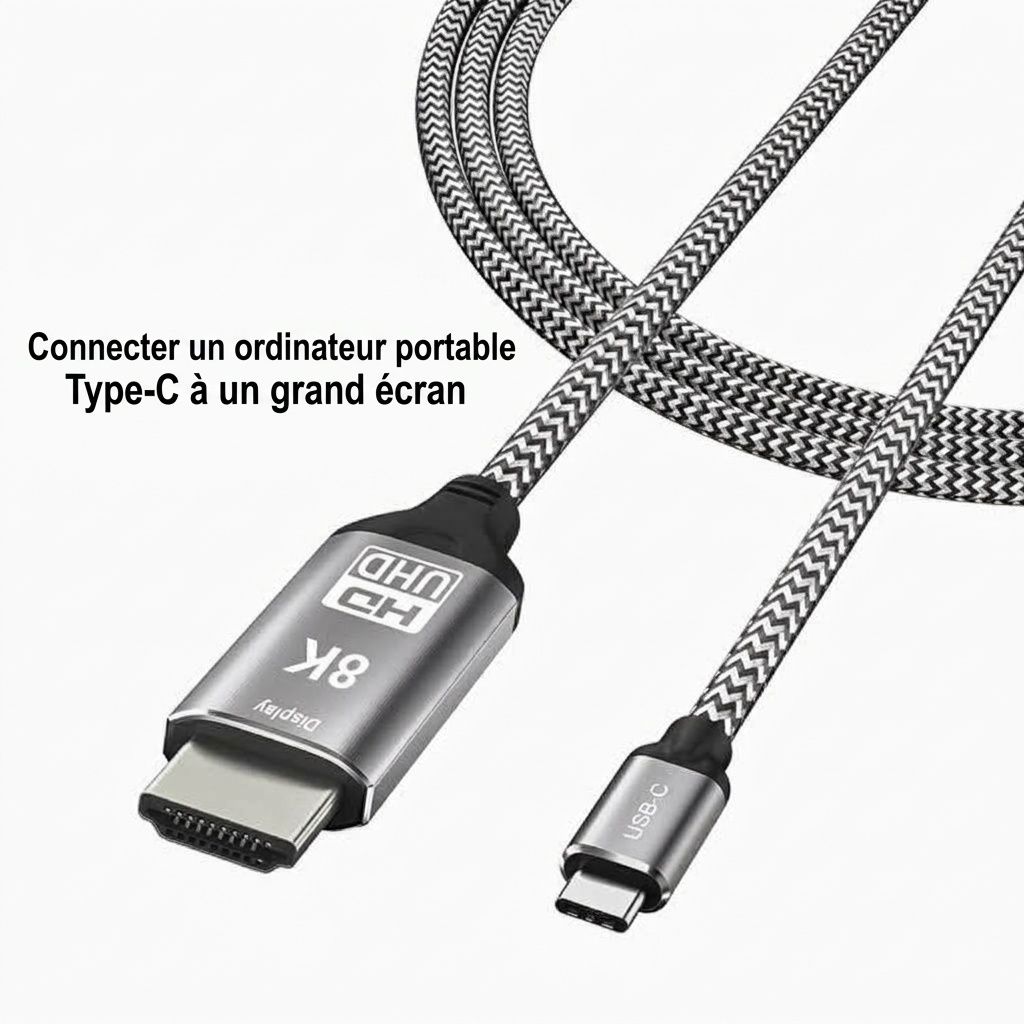 Câble adaptateur DisplayPort 1.4 vers HDMI 8K - UHD 4K à 120 Hz