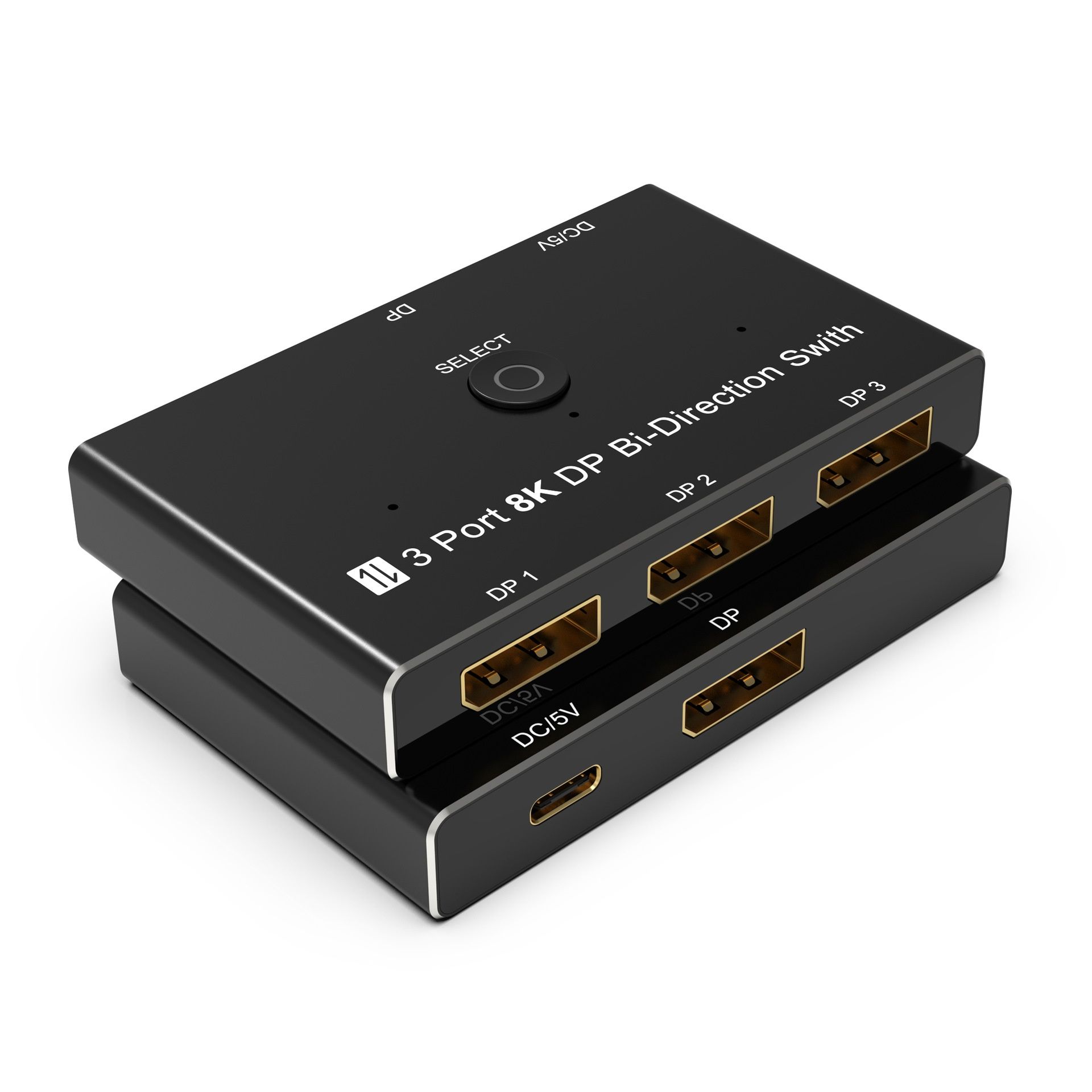 8K DP 1.4 to HDMI Adapter & 3-Port Bi-Directional Switch