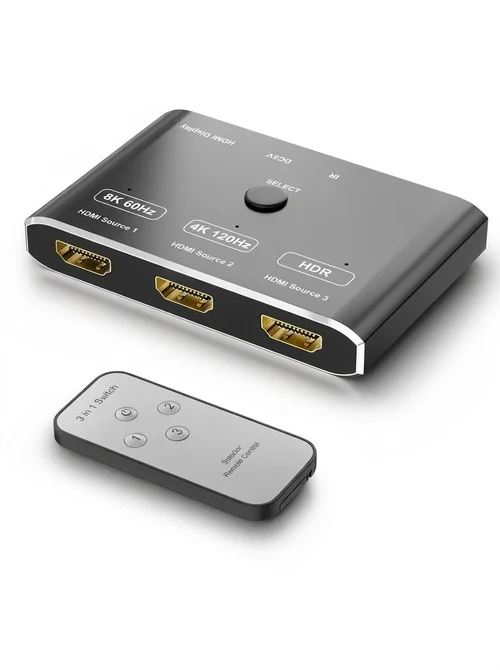 8K HDMI 2.1 Switcher 3 Port with Remote - 4K@120Hz HDR