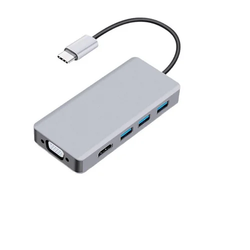 USB-C Hub 5-in-1 Adapter: 4K HDMI, VGA, 3x USB 3.0 Ports