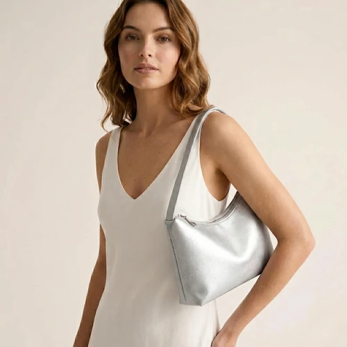 Sleek Glossy Shoulder Bag - Modern & Chic Handbag