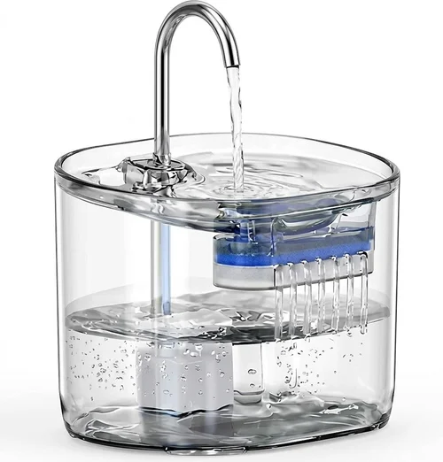 Automatic Pet Water Fountain for Cats & Small Dogs - 2.2L - Model#FT666 Transparent Grey - Normal Water Outlet