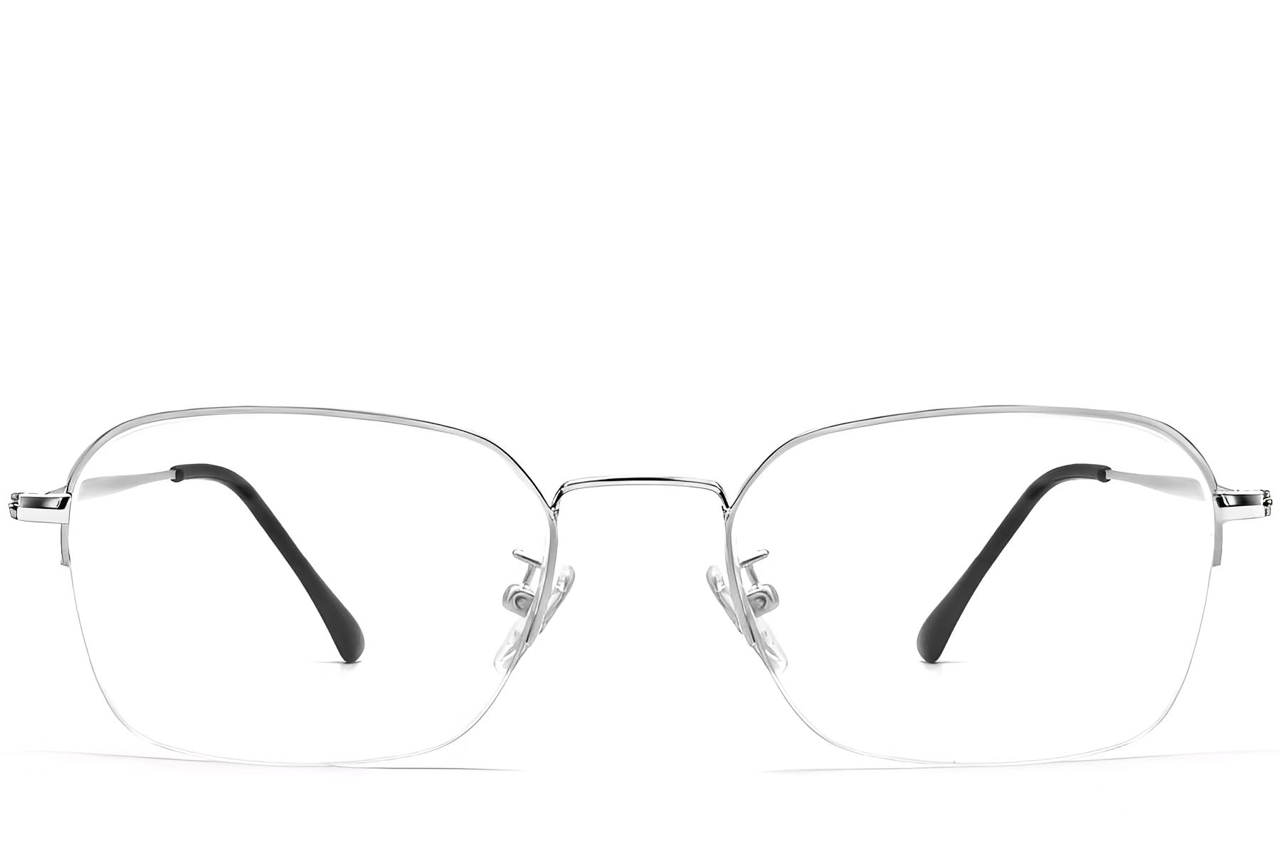 Semi-rimless Silver Metal Glasses #BS0406-0131