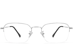 Semi-rimless Silver Metal Glasses #BS0406-0131