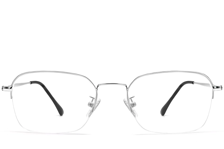 Lunettes demi-cerclées en métal argenté #BS0406-0131